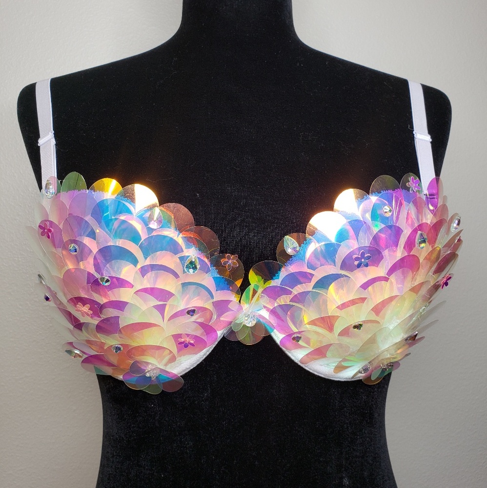 NEW Unicorn Rave Bra Sequin Rave Bra - Picture 4 of 5